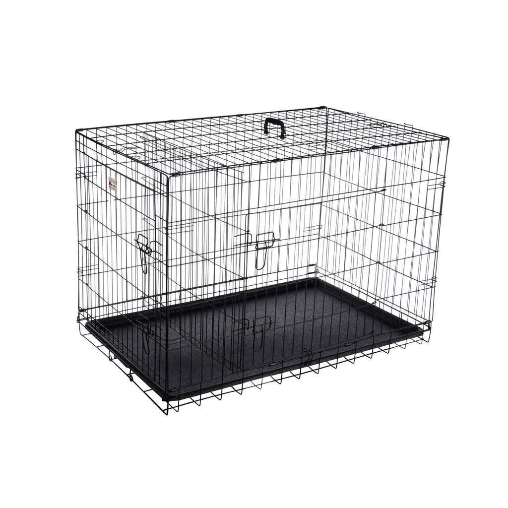 Black Collapsible Dog Crate with Divider Wall Panel W654