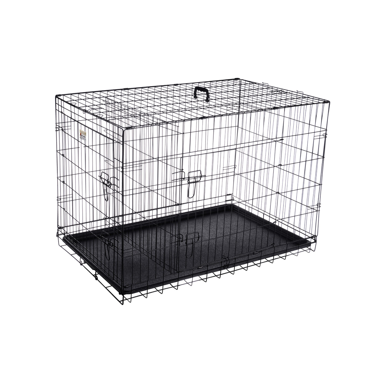 Black Collapsible Dog Crate with Divider Wall Panel W654