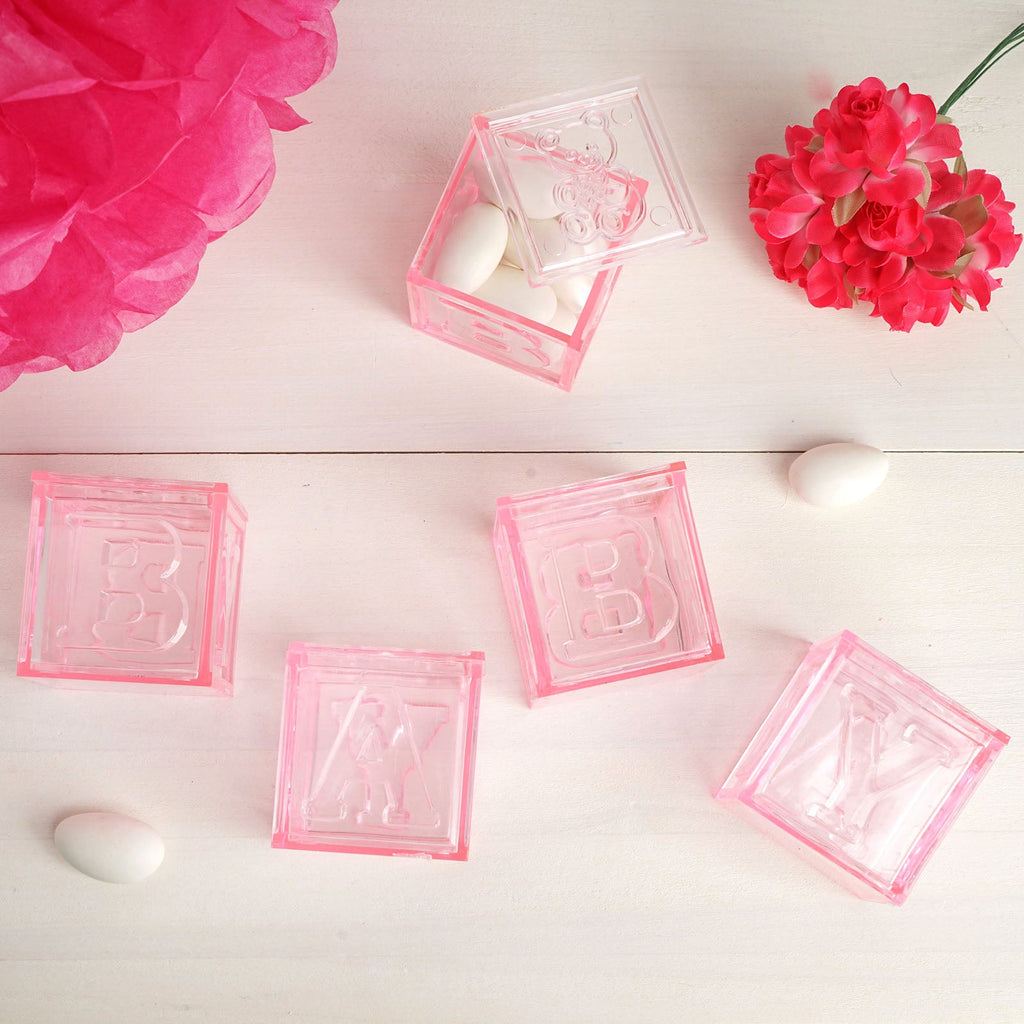 Pink Fillable Baby Blocks Party Favor Gift - 12/pk T657343