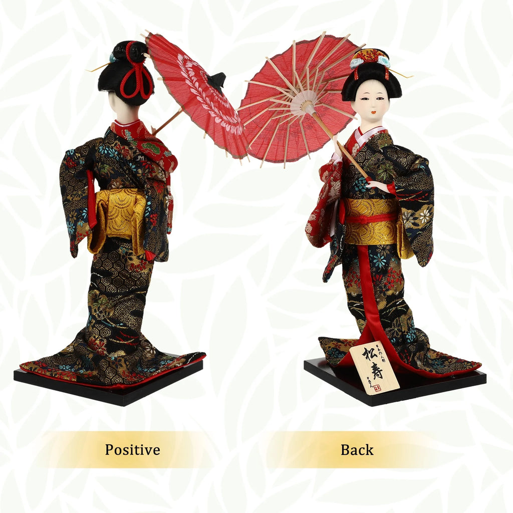 2 Count Japanese Geisha Wooden Doll Figurines Z434581