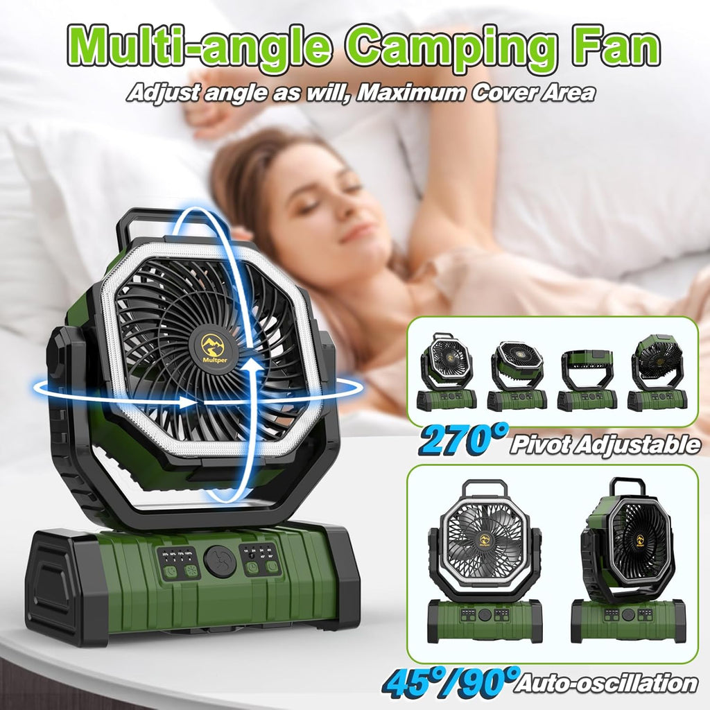 20000mAh Rechargeable Portable Camping Fan with LED Lantern T96100