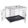 Black Collapsible Dog Crate with Divider Wall Panel W654