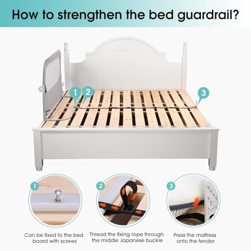 47" Toddler Bed Side Rails for Twin, Full, Queen Bunk Size Bed Swing Down Bedrail A166178