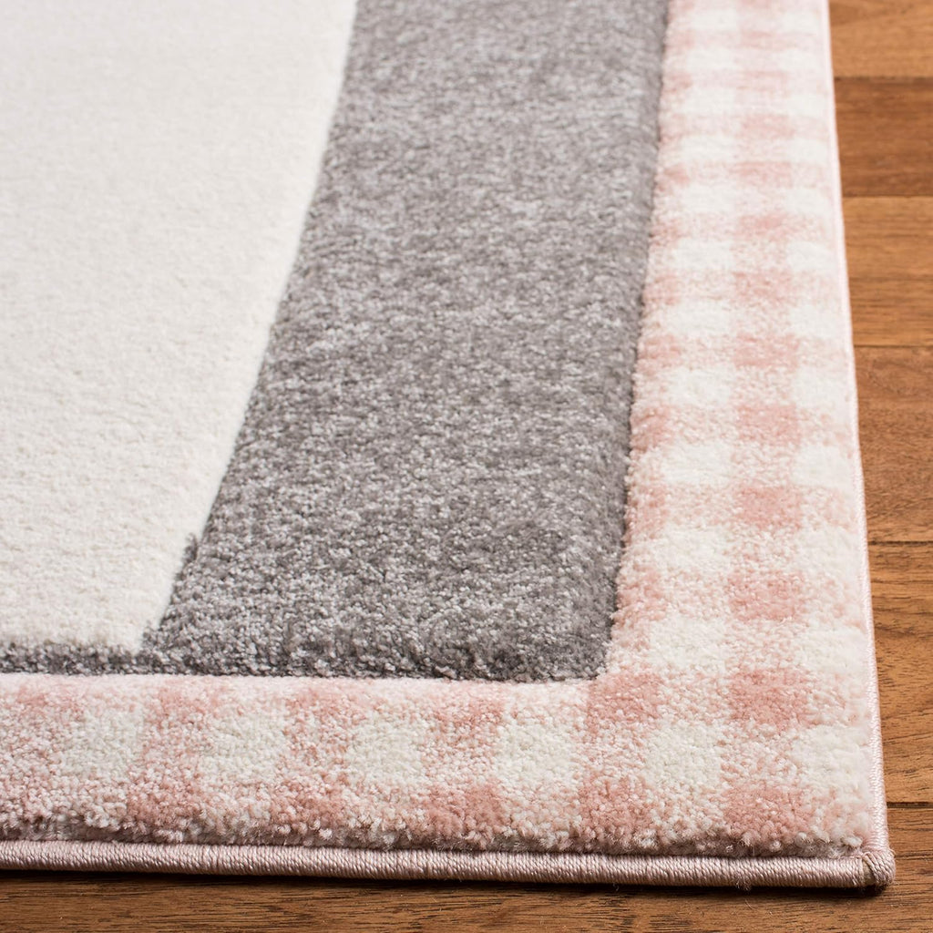 Pink & Grey Cat Design Runner Rug J278