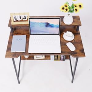 Retro 31.5 Inch Compact Computer Desk with Storage K70297