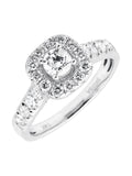 14K White Gold Cushion Halo Diamond Engagement Ring 1.0ct N6850