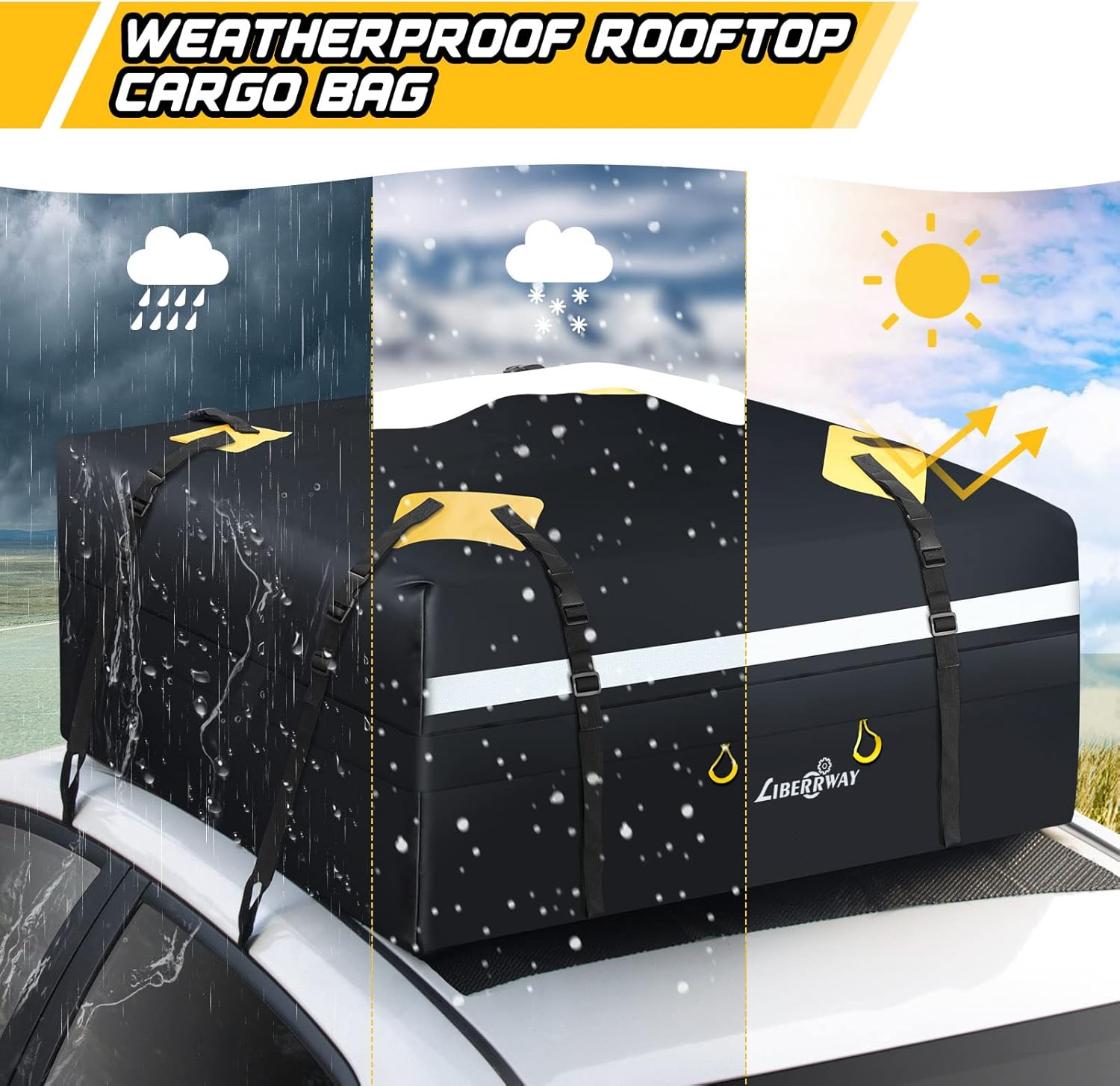 Rooftop Cargo Carrier 15 Cubic Feet Waterproof Roof Rack Cargo Bag with Anti-Slip Mat S525