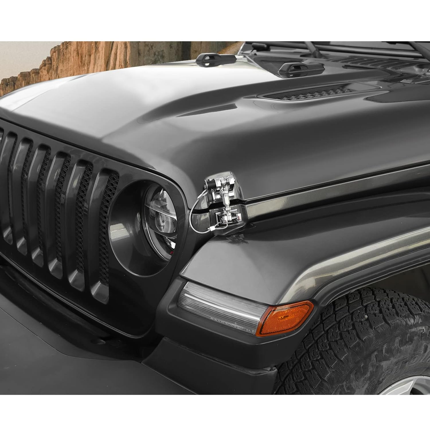 Hood Latches for Jeep Wrangler JL JT, Aluminum Alloy, Chrome, Pack of 2 D2991