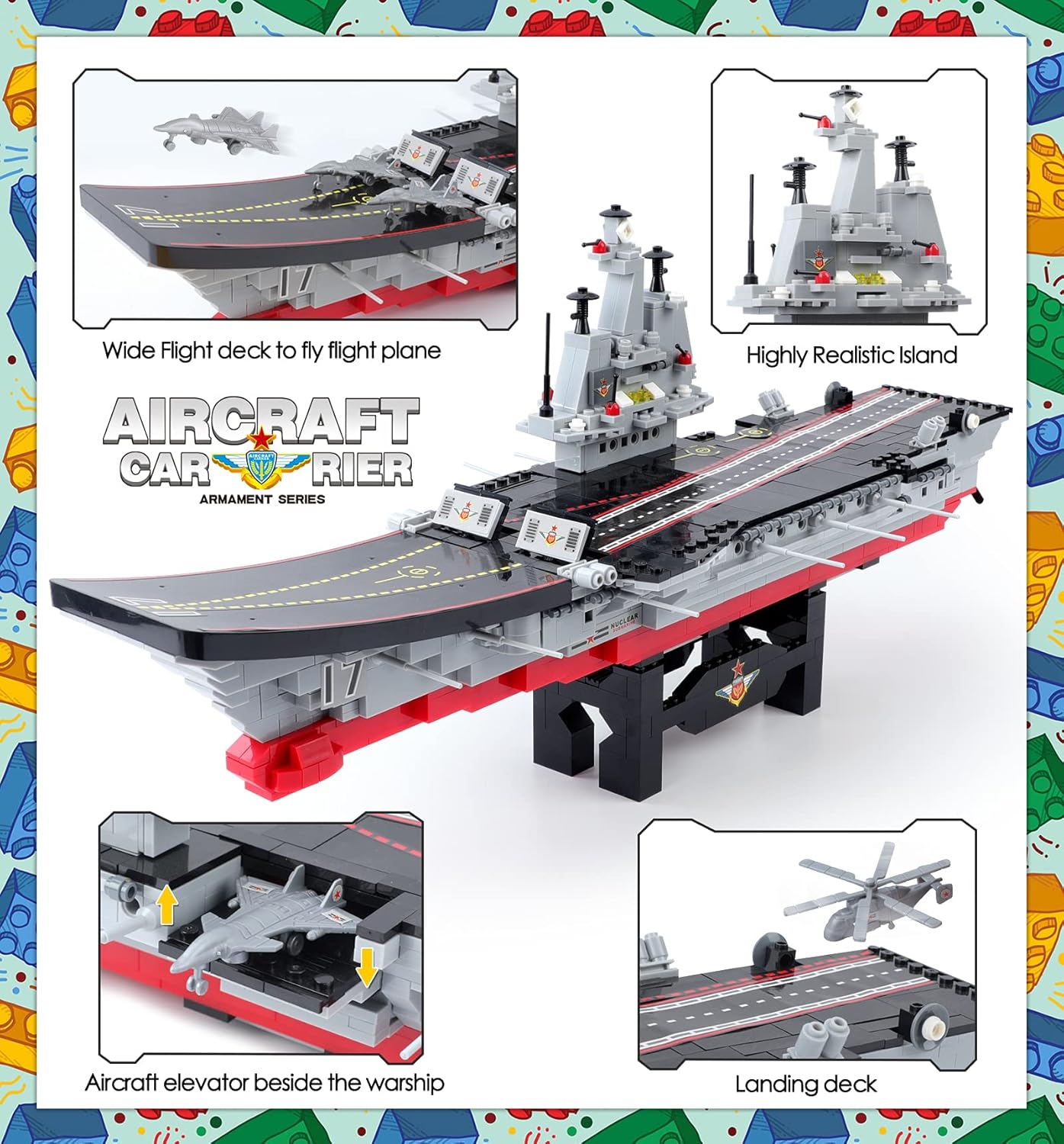 1131 Pieces Military Aircraft Carrier Building Blocks Set C4669