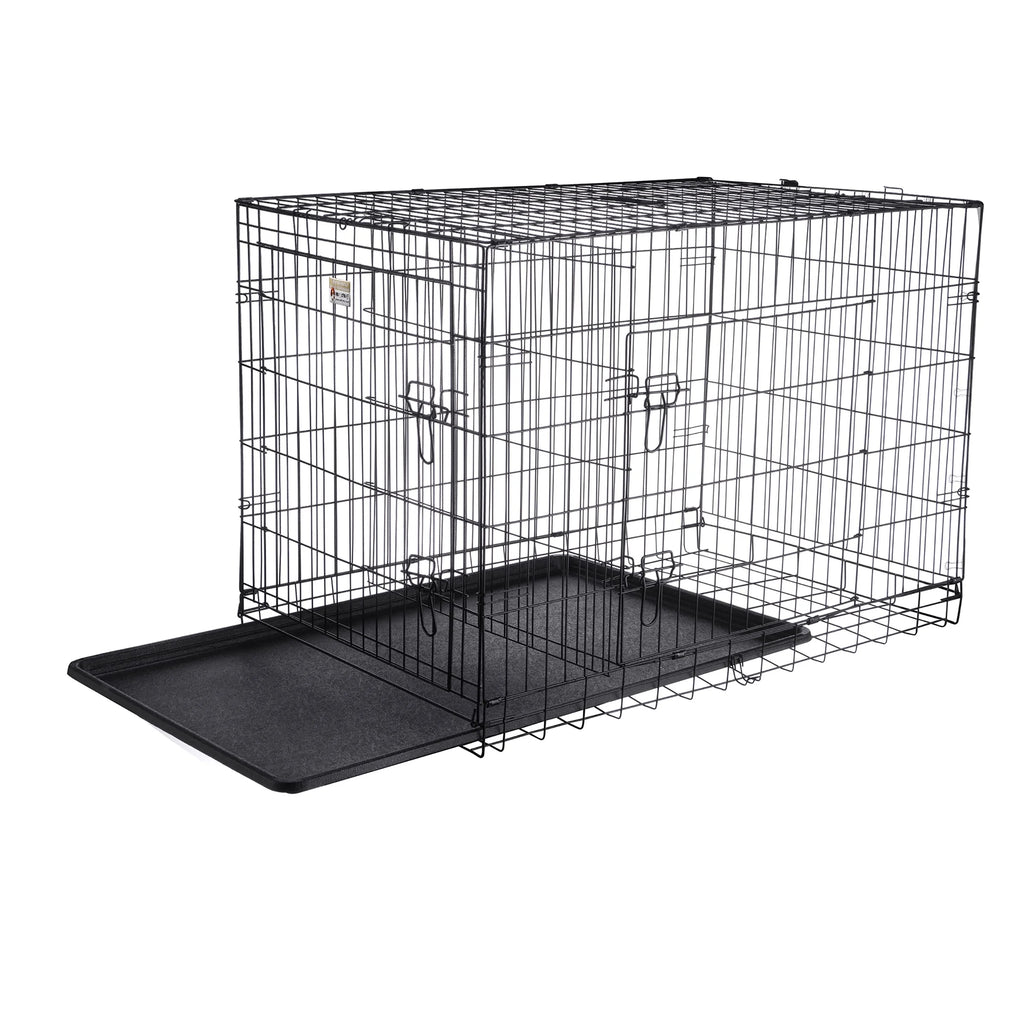 Black Collapsible Dog Crate with Divider Wall Panel W654