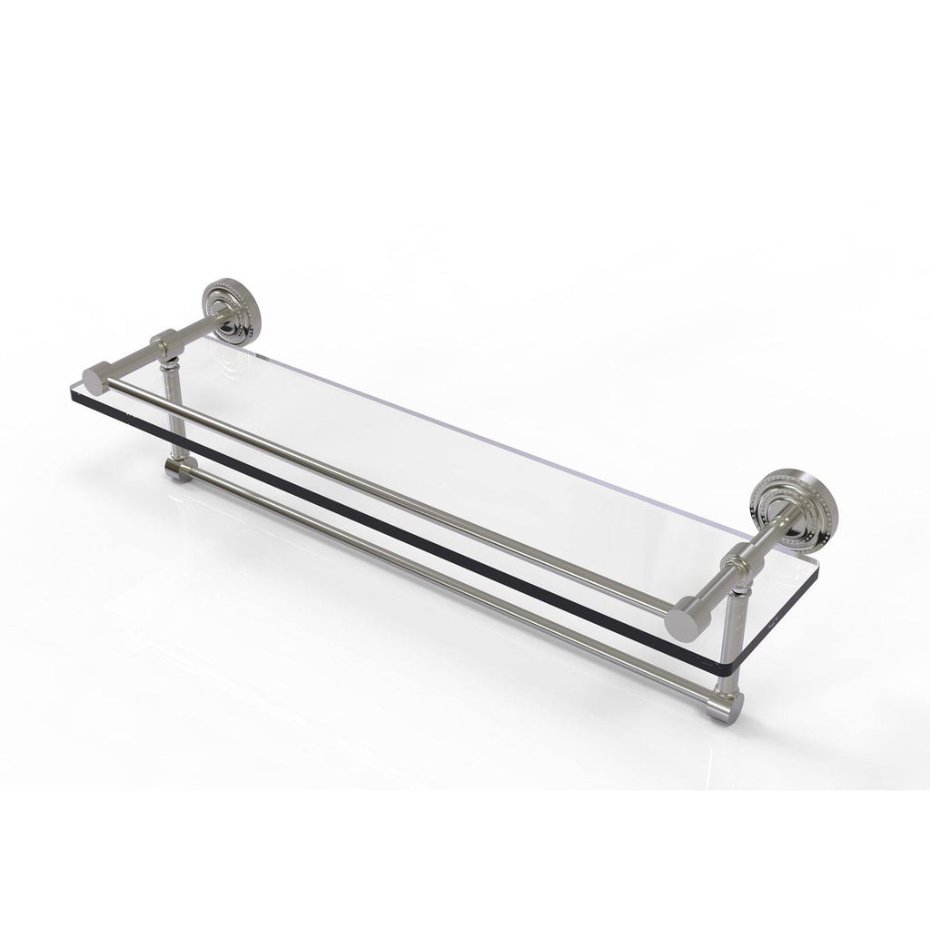 16x22 Glass Shelf with Towel Bar Satin Nickel X615