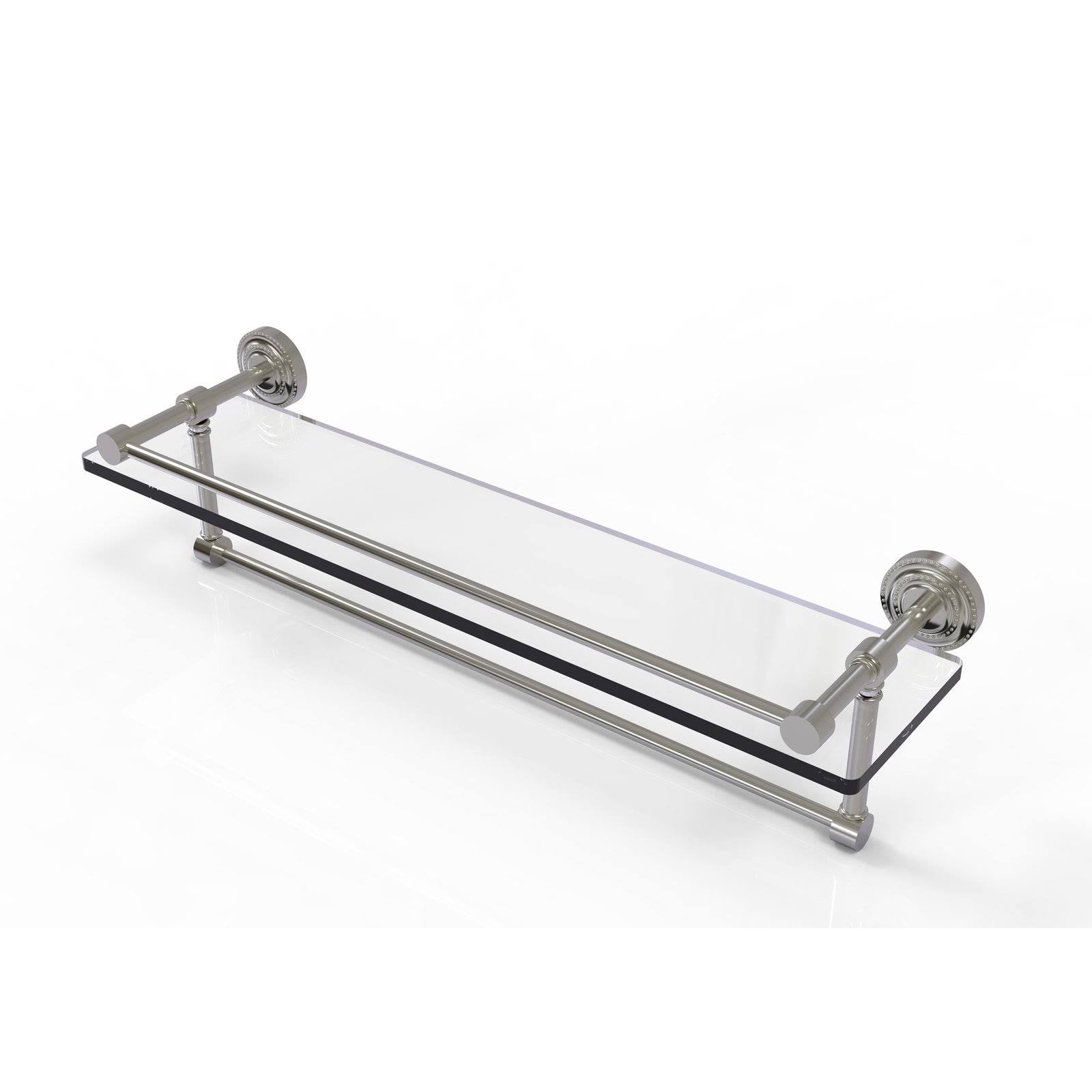 16x22 Glass Shelf with Towel Bar Satin Nickel X615