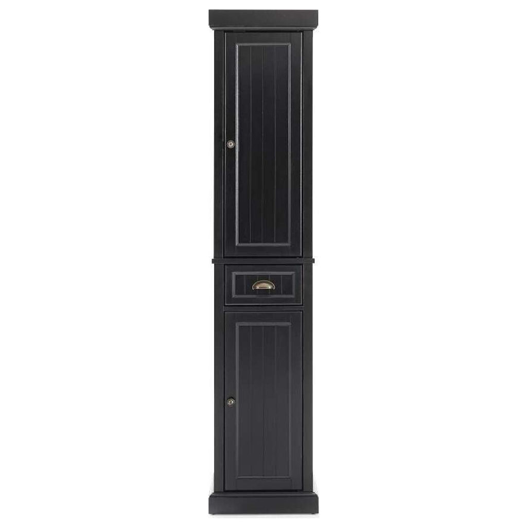 Distressed Black Wood Linen Cabinet E24619