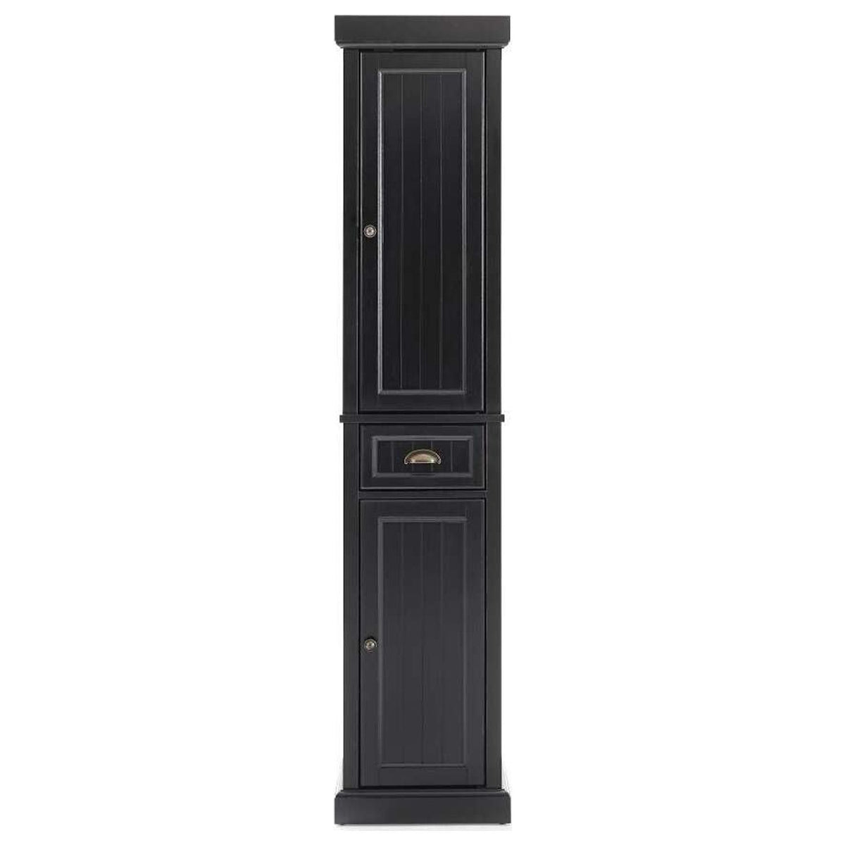 Distressed Black Wood Linen Cabinet E24619