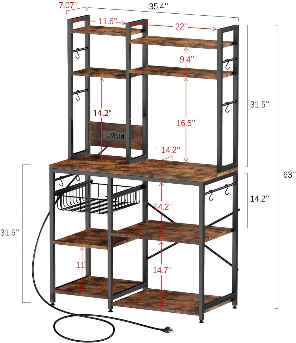 6-Tier Microwave Stand with 12 S-Shaped Hooks N258978