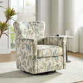Floral Fabric Swivel Rocker Chair with Rolled Armrest V534684