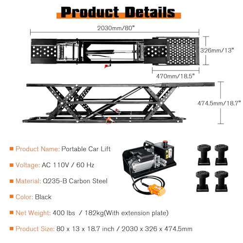 7000 LBS Portable Car Lift with 28" Max Height W5407
