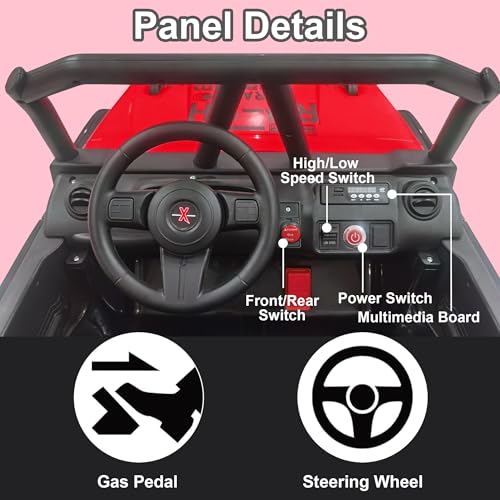 24V 5AH 2 Seater 4WD Electric Ride On Car with Remote Control (Red) U53055