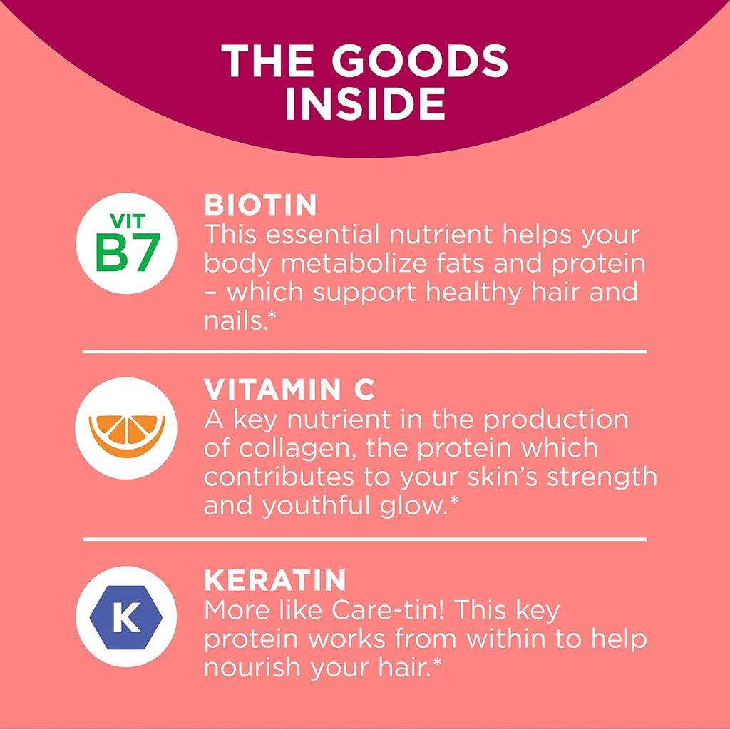 Extra Strength Daily Energy Gummy, Caffeine Free, 1000mcg Vitamin B12, CoQ10, Goji Berry & Undeniable Beauty Gummy, Biotin, Vitamin C, Keratin, Chewable Supplement X531073