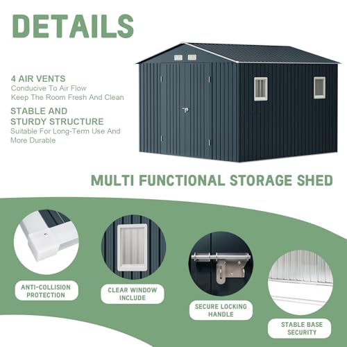 Brown Metal Utility Storage Shed 10 x 12ft V4764