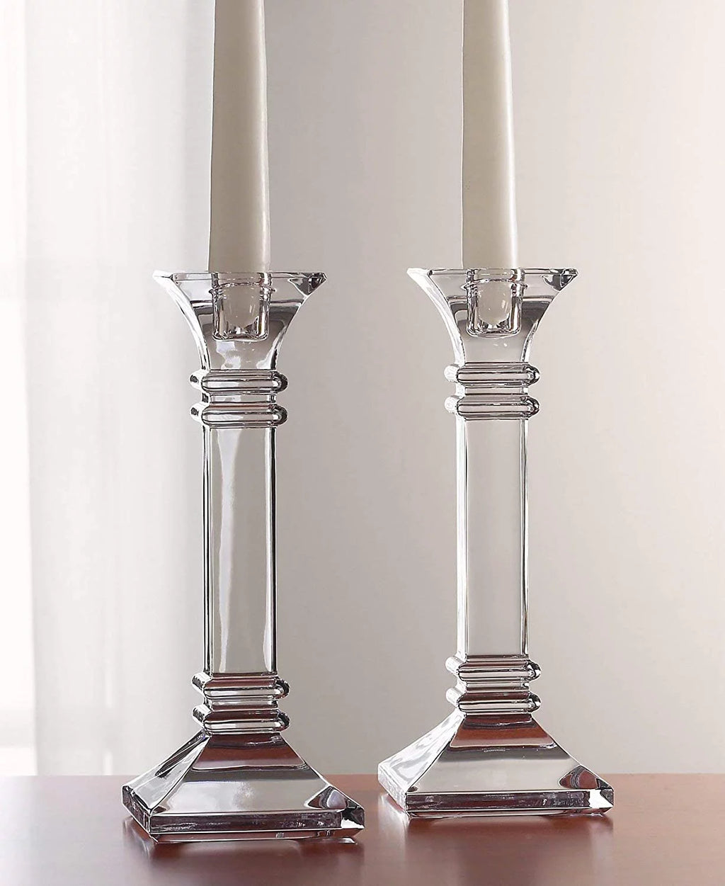 Set of 2 Clear Table Candlestick 8in W937619