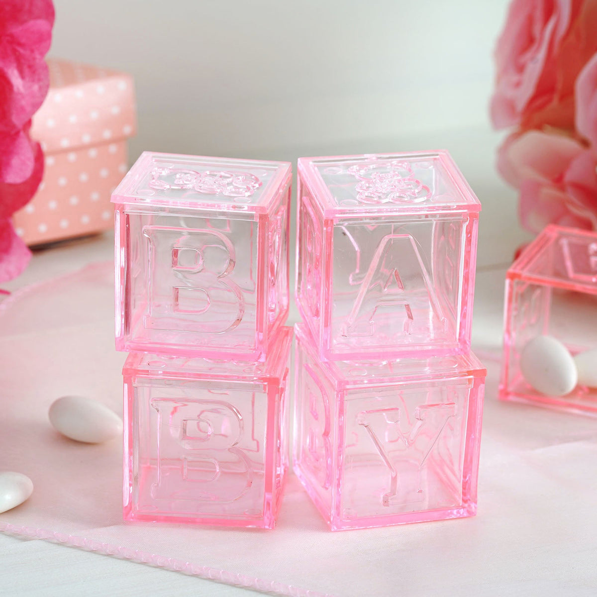 Pink Fillable Baby Blocks Party Favor Gift - 12/pk T657343