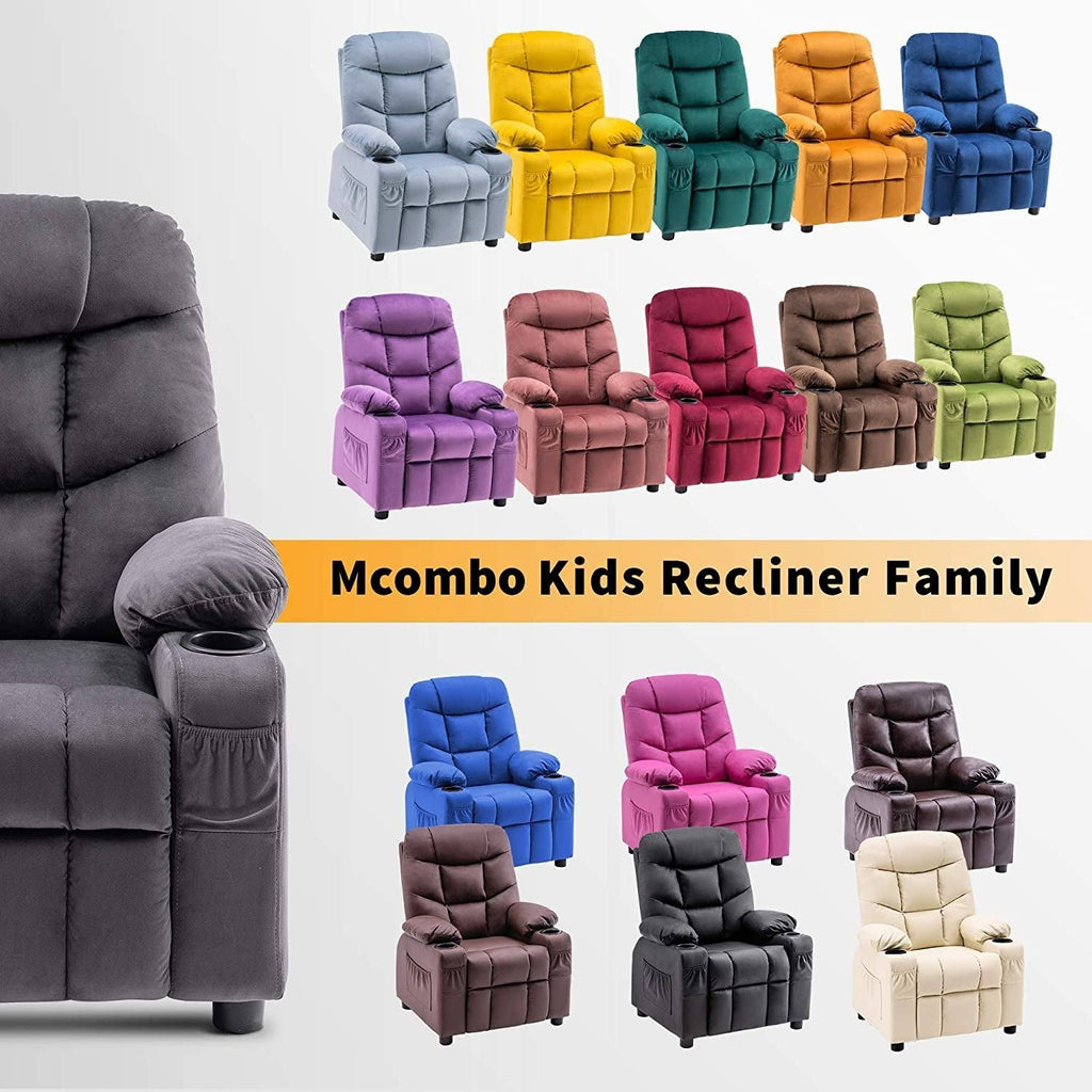 Velvet Recliner Chair with Cup Holders W84887