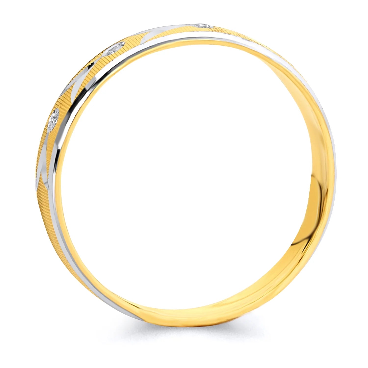 14k Two Tone White and Yellow Gold CZ Engagement Ring and Wedding Band Bridal Set O44912