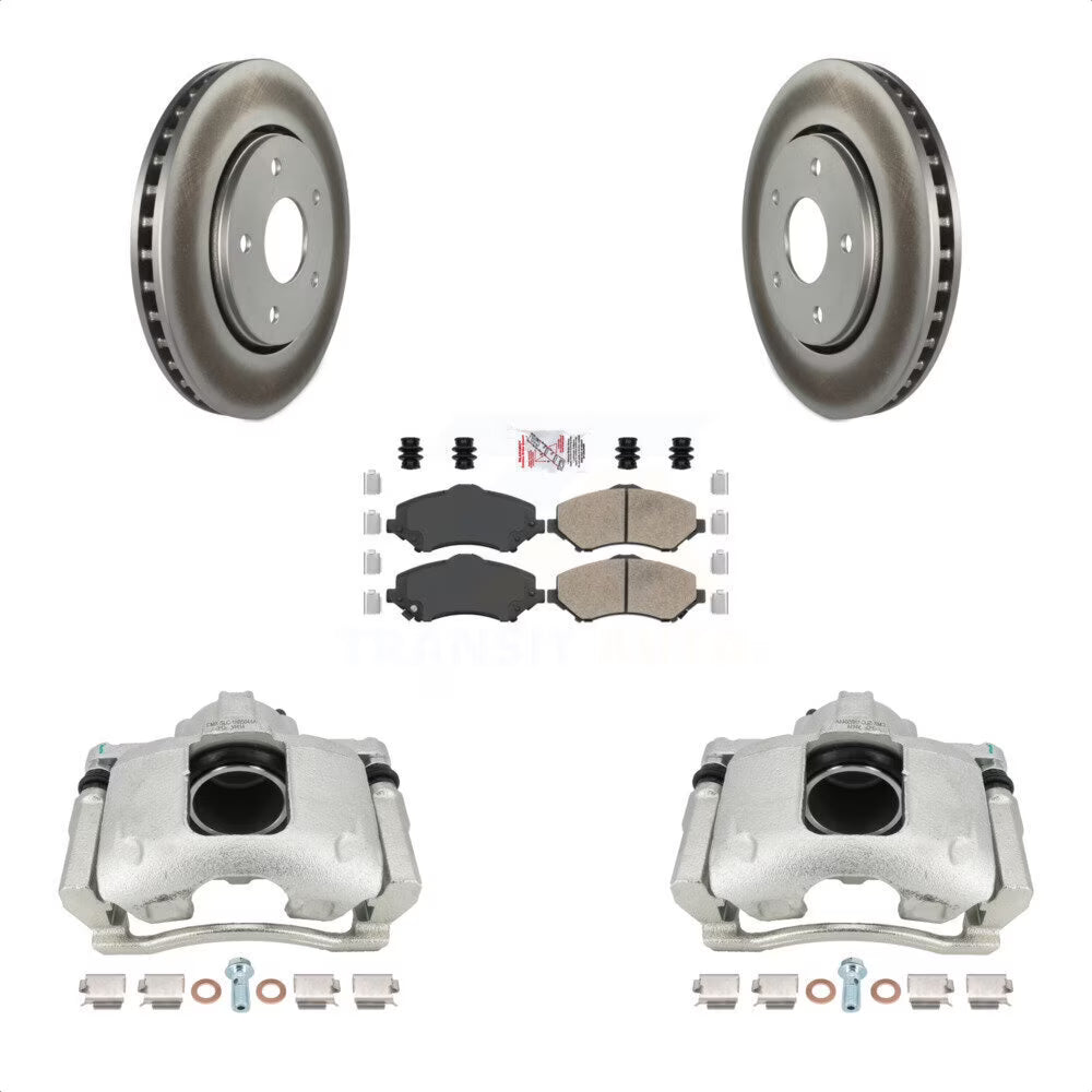Front Disc Brake Caliper Coated Rotors And Ceramic Pads Kit D556