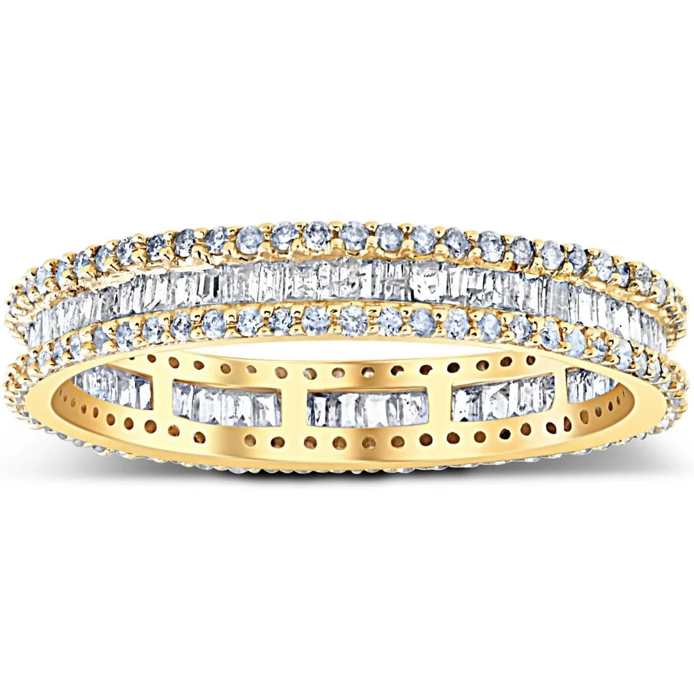 1 1/10 Ct Baguette & Diamond Eternity Ring Wedding Band S8965