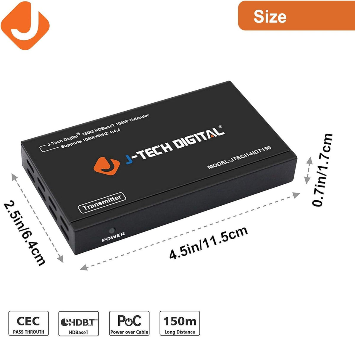 Long Range HDMI Extender Over Cat6 150m/492ft HDBaseT 1080P Extender PoC A1776