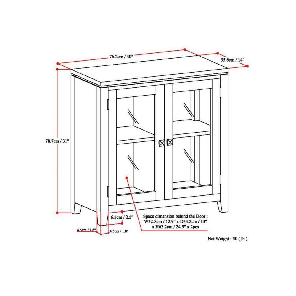 Solid Wood Low Storage Cabinet Farmhouse Grey G269