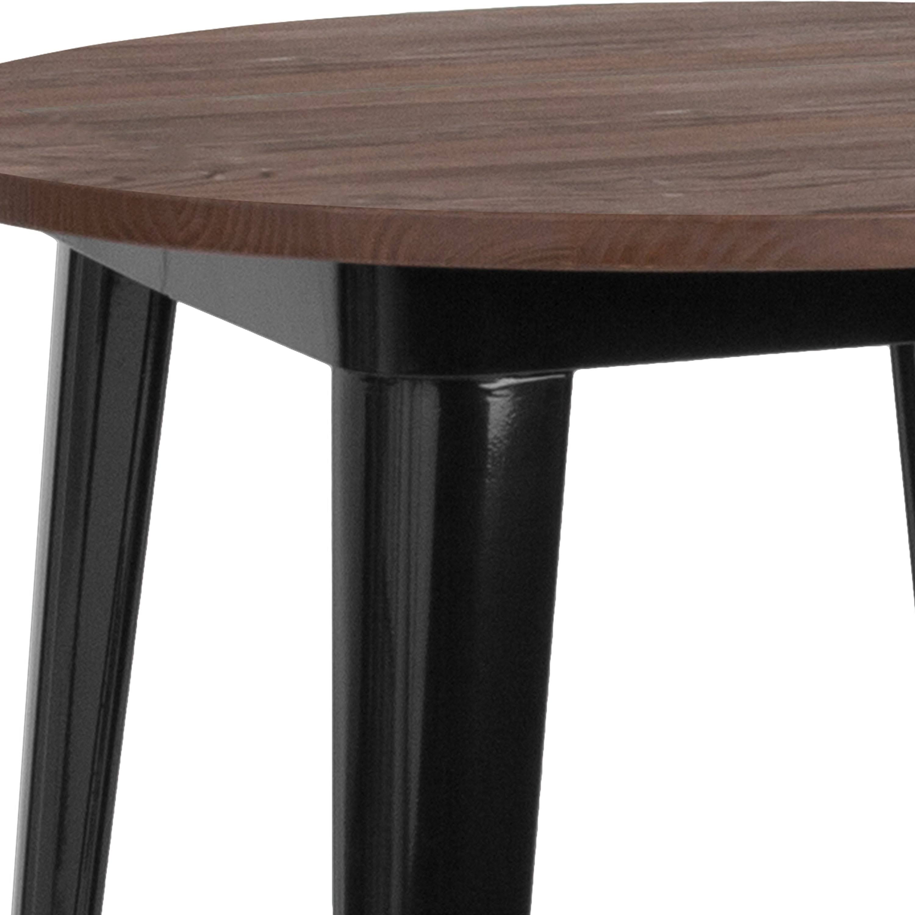 30 inch Round Metal Bar Height Table with Black Wood Top N68738