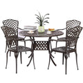5-Piece Cast Aluminum Patio Dining Set with 4 Chairs O308692