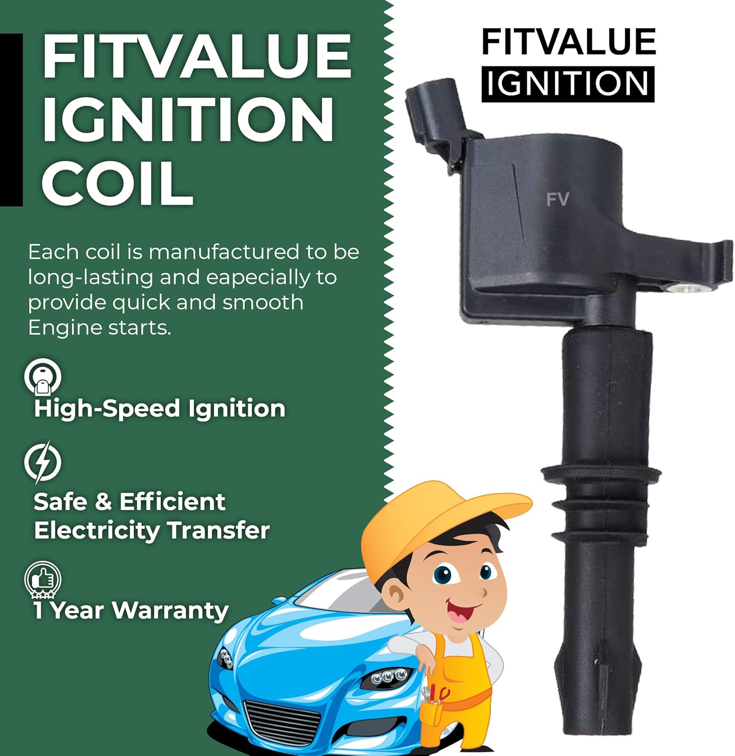 Iridium Spark Plugs and Ignition Coil Pack of 8 J23098