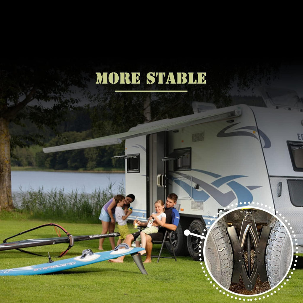 X Shaped Wheel Chock Stabilizers for RV Travel Trailer, Scissor 2 Sets with Accessories Pack of 2 Q9904