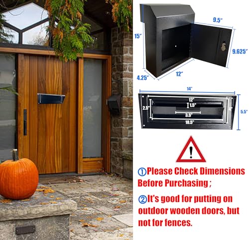 Black Galvanized Steel Locking Mailbox Door Drop Box T756826
