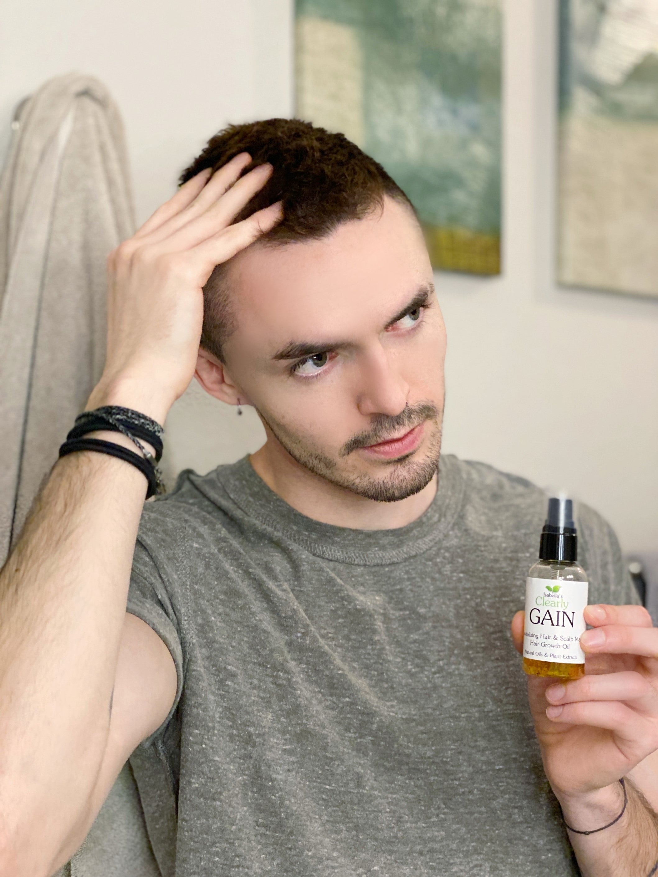 Hair Growth Oil and Thickening Scalp Treatment with Castor, Jojoba, Clary Sage, Rosemary, Nettle Extract I478