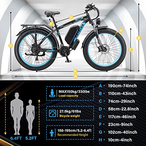 26" Fat Tire Electric Mountain Bike with 48V Removable Battery E8242