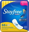 Stayfree Maxi Pads Regular Deodorant, 66 Count - Pack of 3 M62654