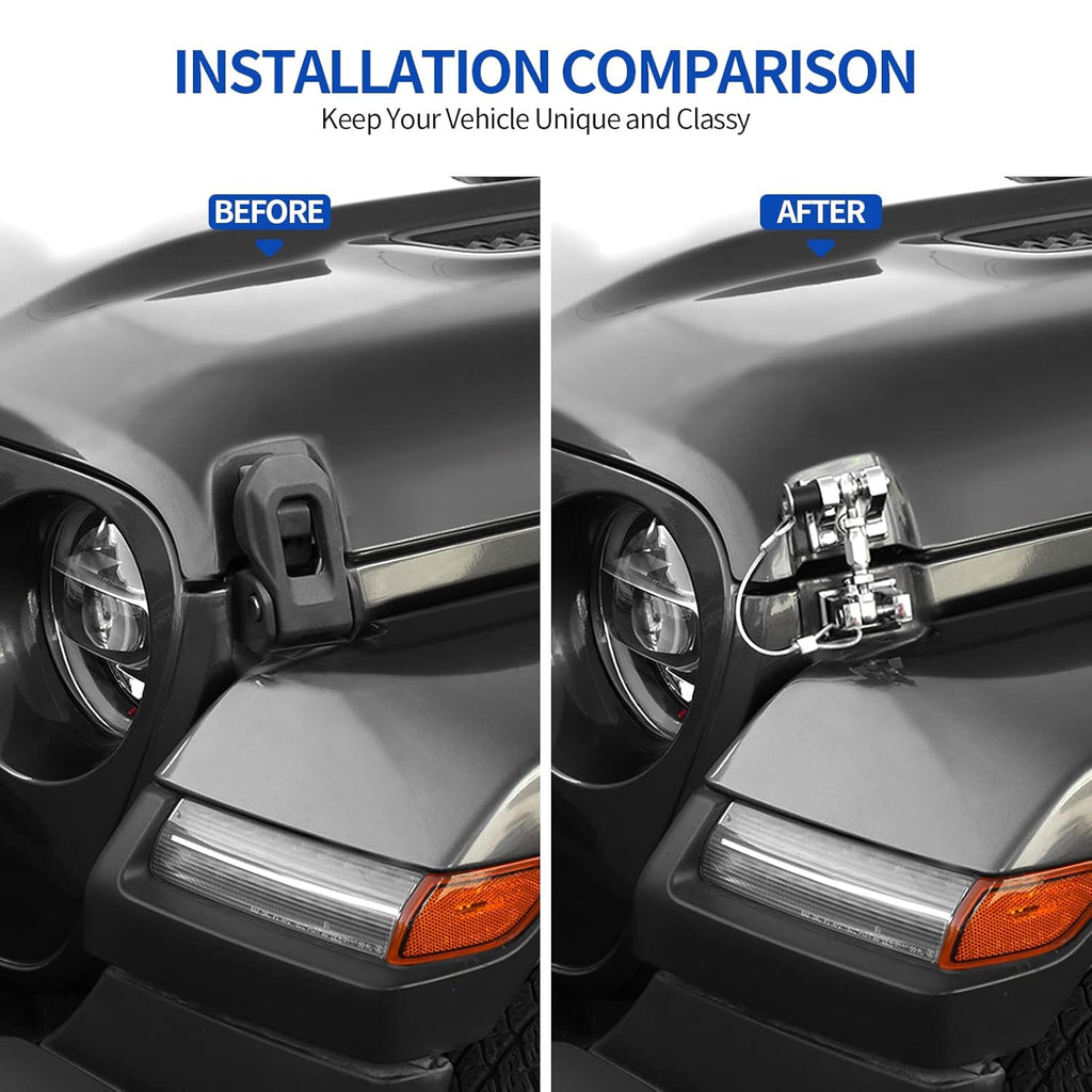 Hood Latches for Jeep Wrangler JL JT, Aluminum Alloy, Chrome, Pack of 2 D2991