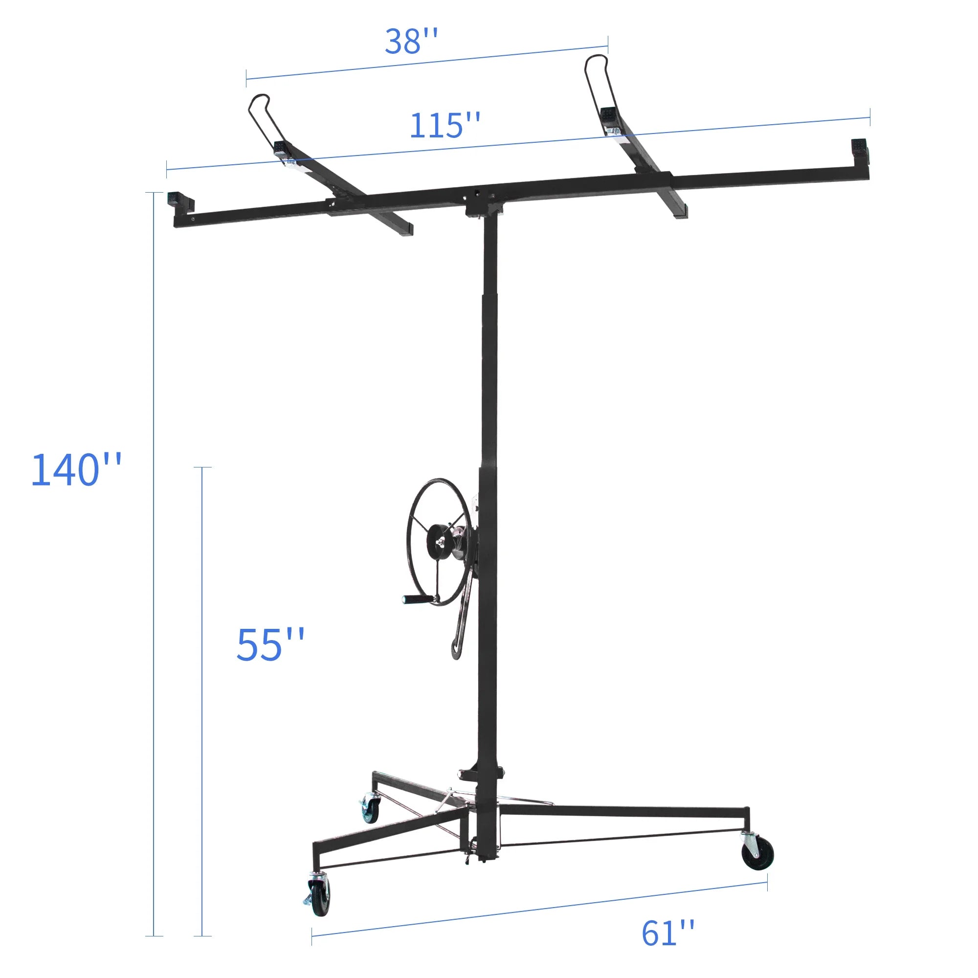 11FT Steel Drywall Panel Hoist Jack with Lockable Wheels W17597