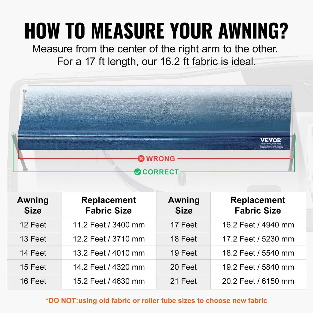 17' RV Awning Replacement Waterproof PVC Fabric T5718