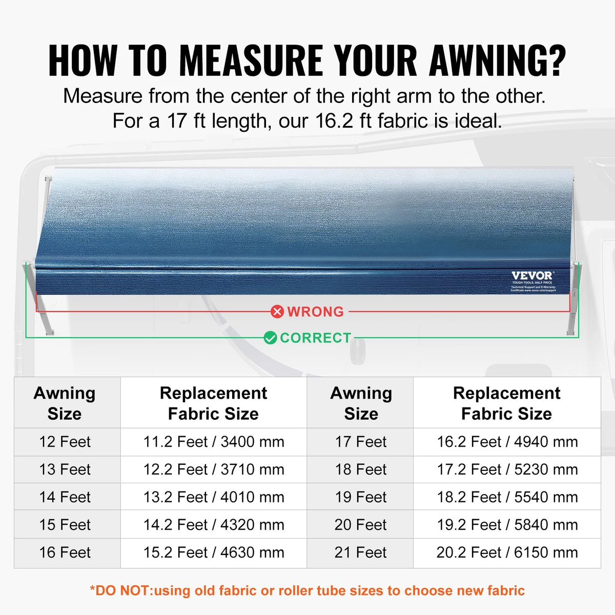 17' RV Awning Replacement Waterproof PVC Fabric T5718