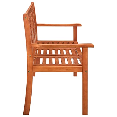 Rustic Brown Solid Eucalyptus Wood 3-Seater Patio Bench with Backrest H831150