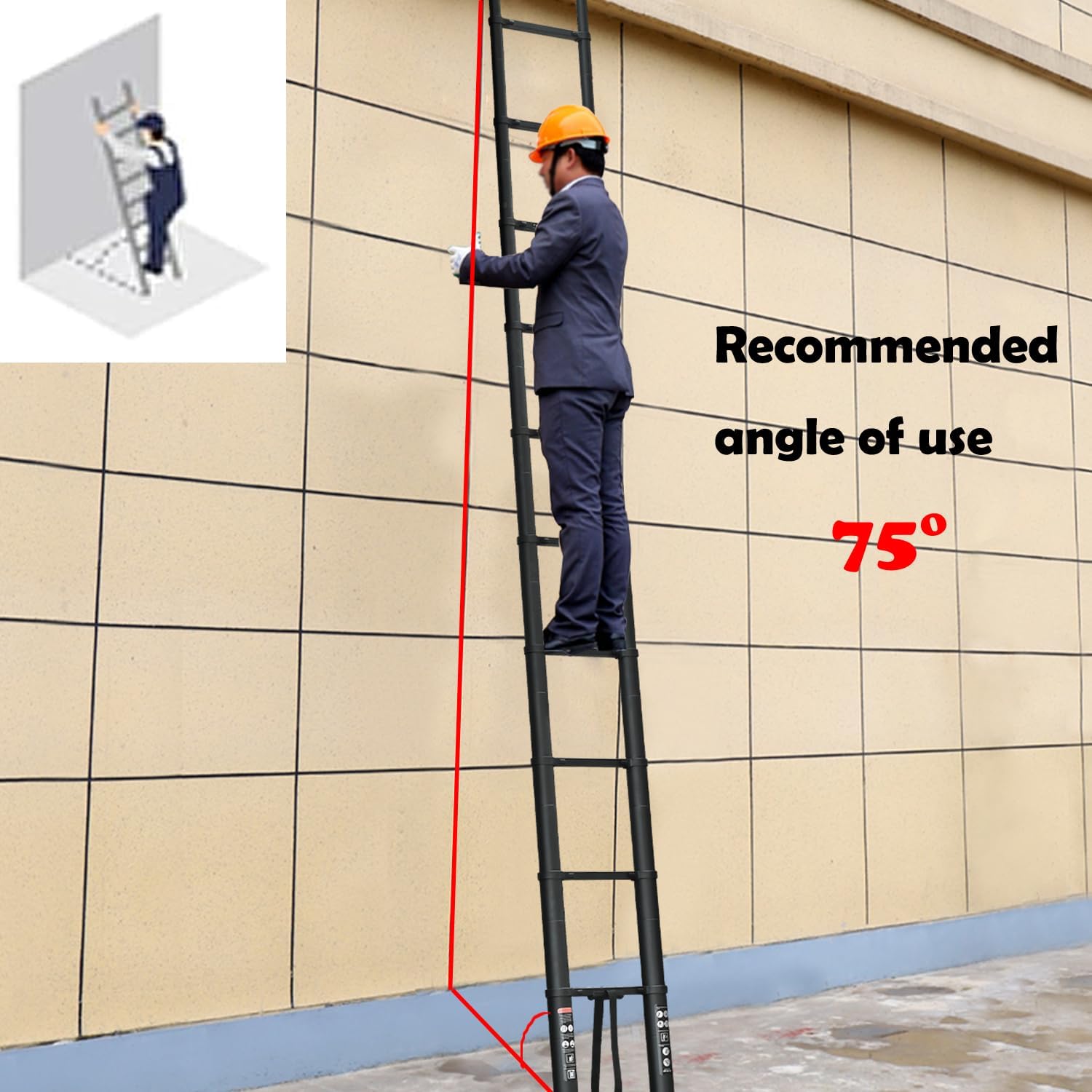 Compact 20FT Aluminum Telescoping Extension Ladder with 2 Detachable Roof Hooks P69725