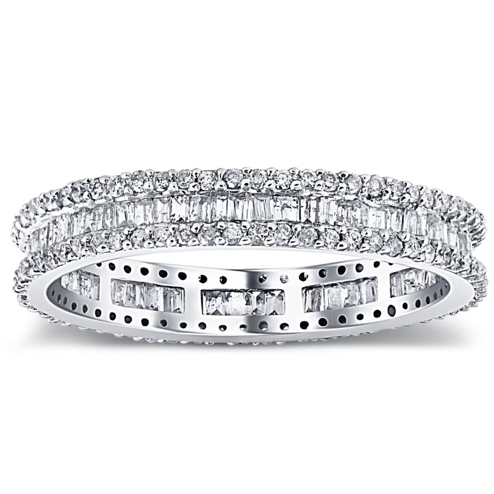 1 1/10 Ct Baguette & Diamond Eternity Ring Wedding Band S8965
