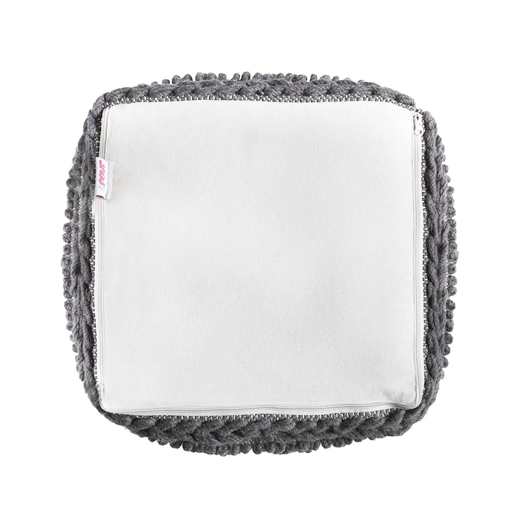 Charcoal Fabric Cube Pouf W84873