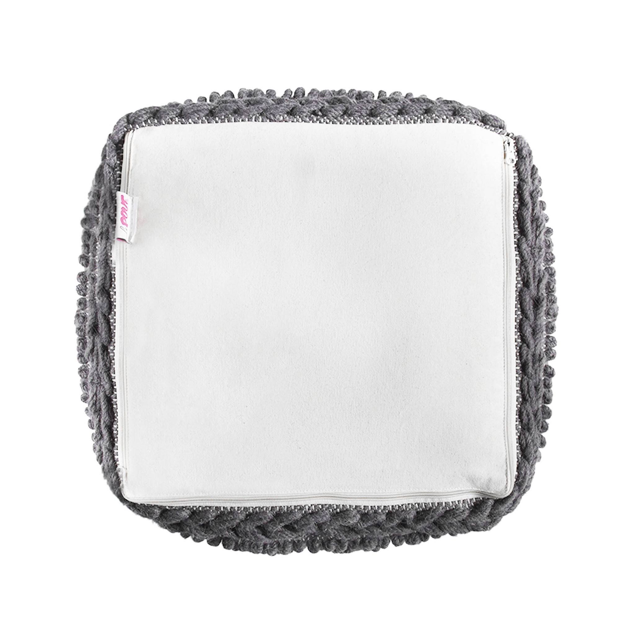 Charcoal Fabric Cube Pouf W84873