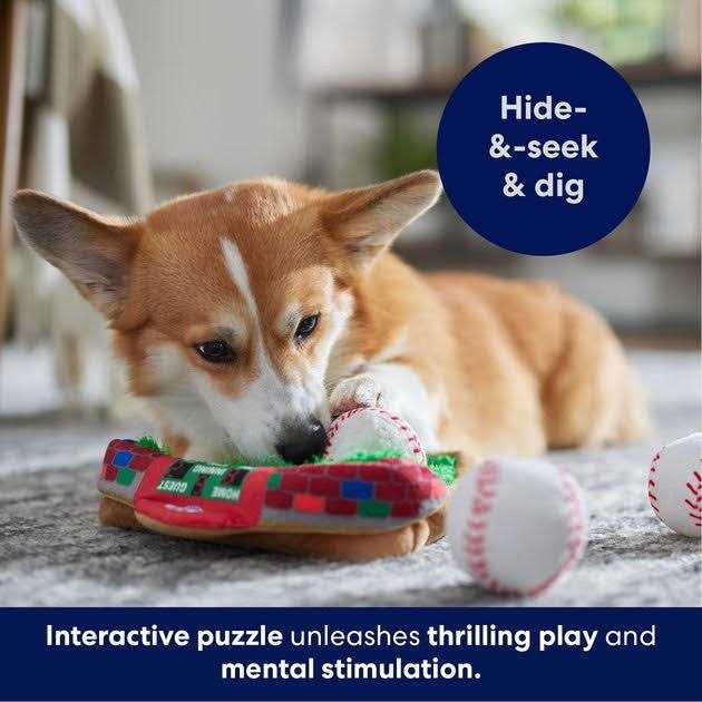 Baseball Hide & Seek Puzzle Plush Squeaky Dog Toy U460667